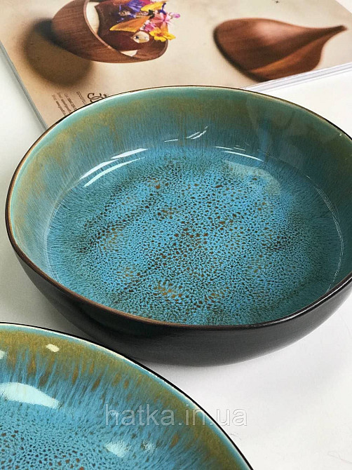 Салатник Olens "Голандія" 20*5 см кругла кераміка блакитна овальна для дому та ресторанів Київ - фото 1