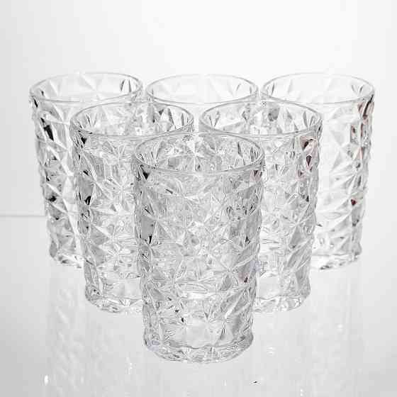 Набір скляних склянок 6 штук 350 мл для лимонадів соку води коктейлів склянки скляні для напоїв HP-19-167 Коломыя