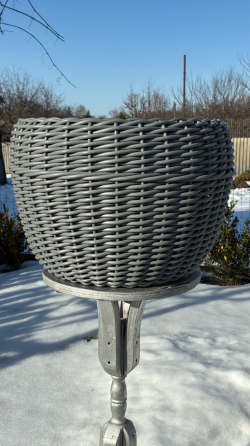 Кашпо з ротангу 20 л (ручна робота), великий горщик для рослин - cірий кварц з косичкою Київ