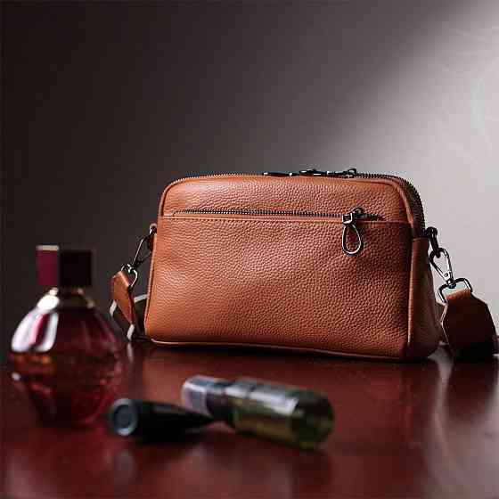 Містка сумка для жінок з кишенями з натуральної шкіри Vintage 22601 Коричнева Київ