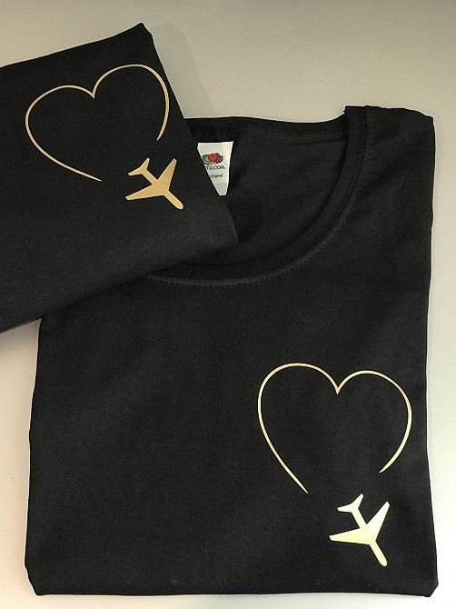 Парні футболки для хлопця та дівчини з маленьким серцем і літачкам Чернівці - фото 3
