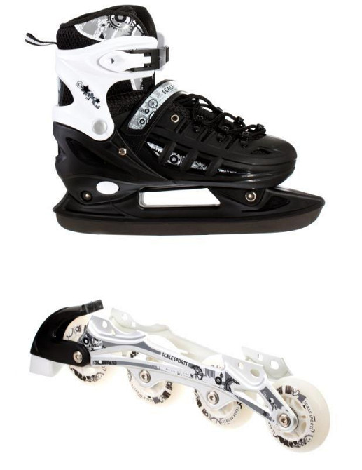 Ролики-ковзани 2-в-1 із захистом (на коліна, лікті та долоні) Scale Sport. Чорні, розмір 29-33 Одеса - фото 3