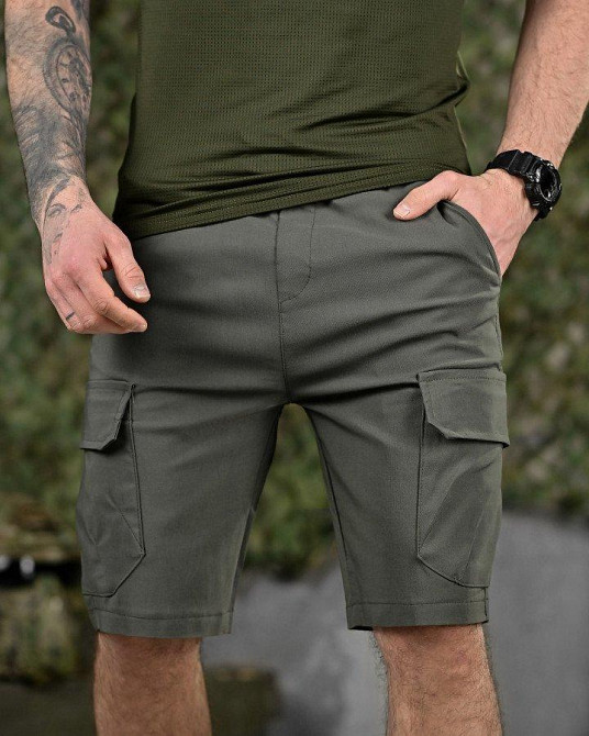 Міські стрейчеві шорти AHILES олива ДЛ6357 Одеса - фото 2