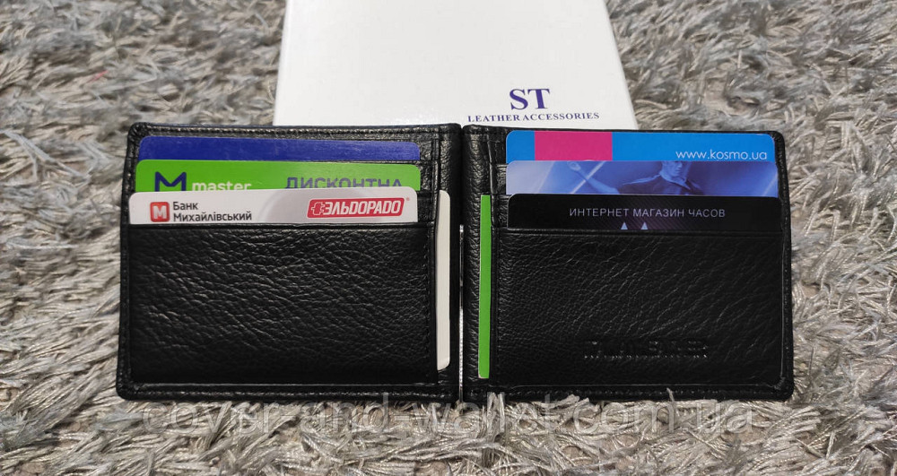 Мужской кожаный зажим для денег и карточек Marco Coverna M102 Киев - изображение 8