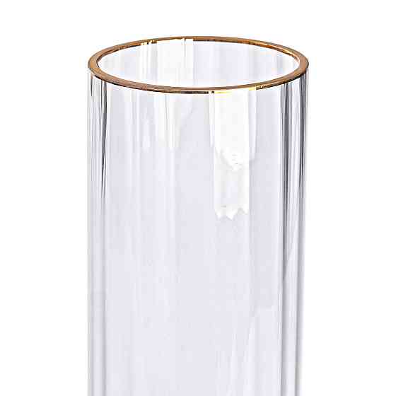 Yiwu Декоративна ваза для квітів із прозорого скла із золотою окантовкою 25 см HP-1707 Коломия