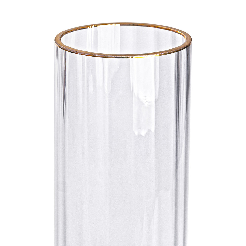 Yiwu Декоративна ваза для квітів із прозорого скла із золотою окантовкою 25 см HP-1707 Коломия - фото 2