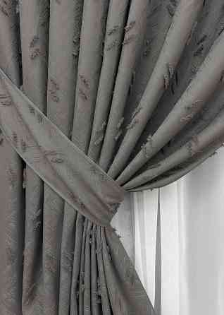 Комплект штор VR-Textil Льон Букле № 1890ш Графітовий 150х270 см 2 шт (33-0923) Київ
