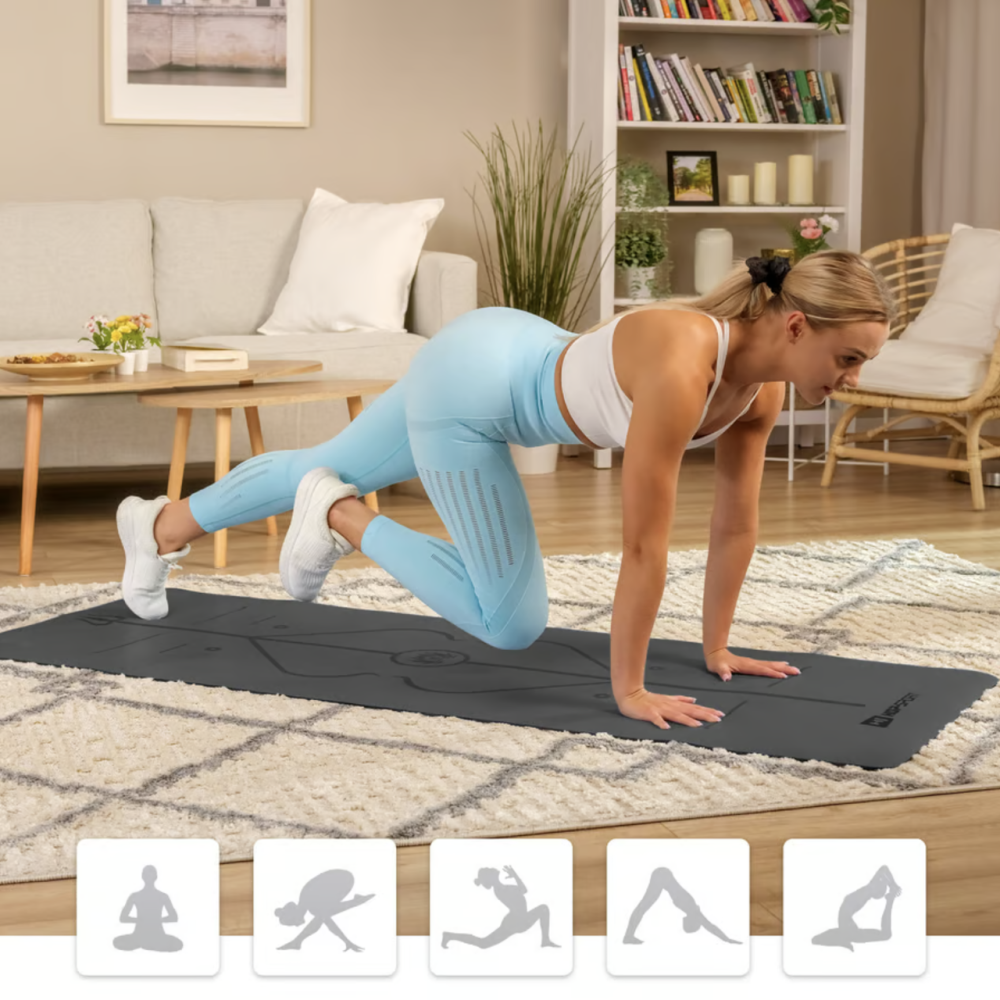 Йога-мат Hop-Sport PU 0,5см 183 x 68см HS-P005GM чорний Київ - фото 10