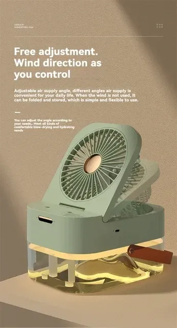 Вентилятор с увлажнителем воздуха и LED подсветкой, настольный USB вентилятор-увлажнитель 3 в 1 Одесса - изображение 4