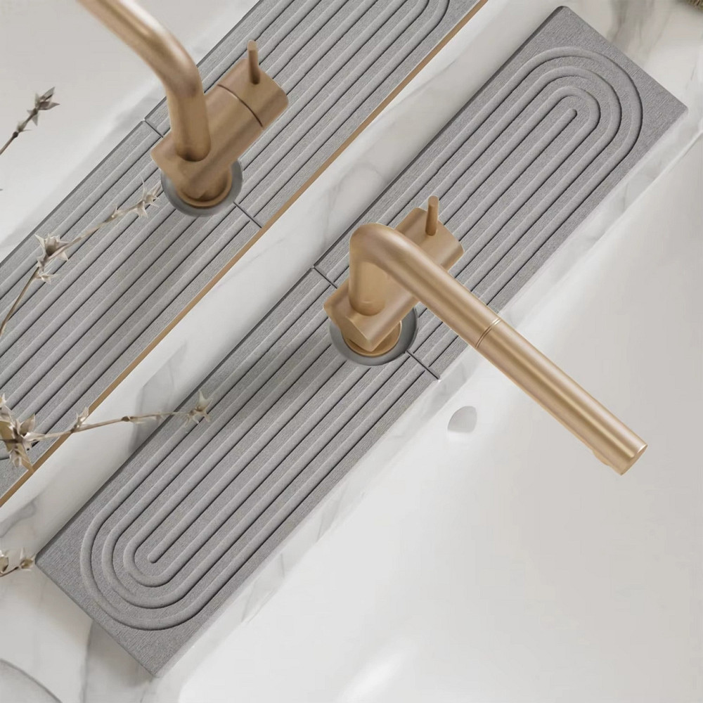 Набор для ванной комнаты и душа коврик для ног,подставка,накладка-коврик на раковину,цвет светло-серый Каменец-Подольский - изображение 2