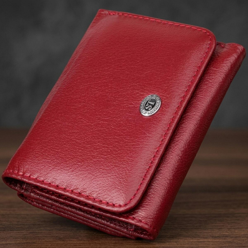 Компактний жіночий гаманець із натуральної шкіри ST Leather 23073 Бордовий Київ - фото 11