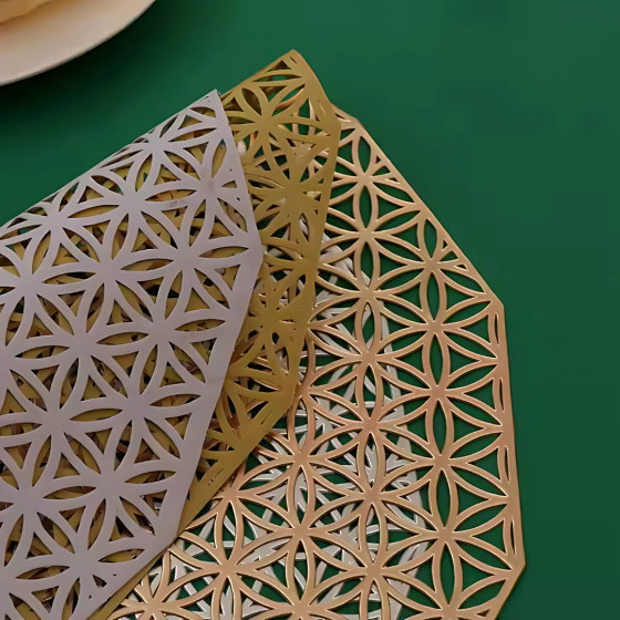 Сервірувальна серветка під гаряче кругла, килимок сервірувальний килимок золотистий набір 2 шт Кам'янець-Подільський