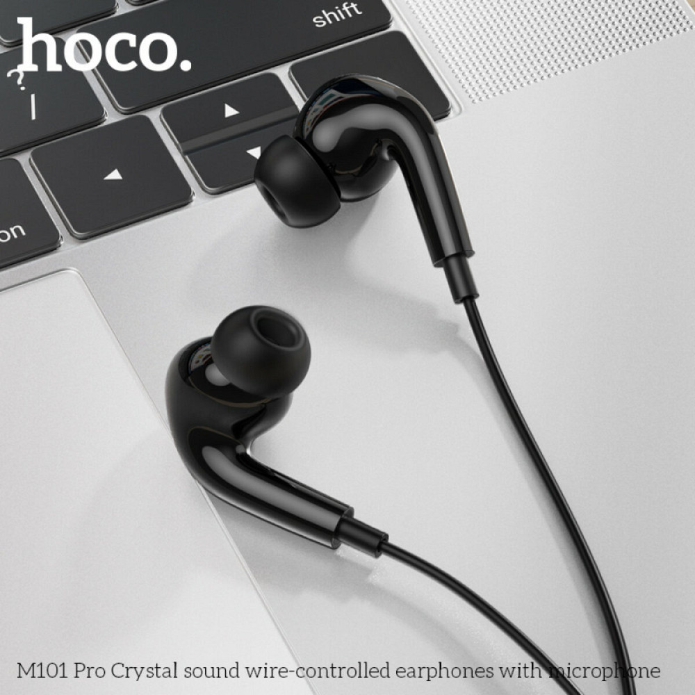 Навушники HOCO M101 Pro Crystal sound wire-controlled earphones with microphone Black Київ - фото 5
