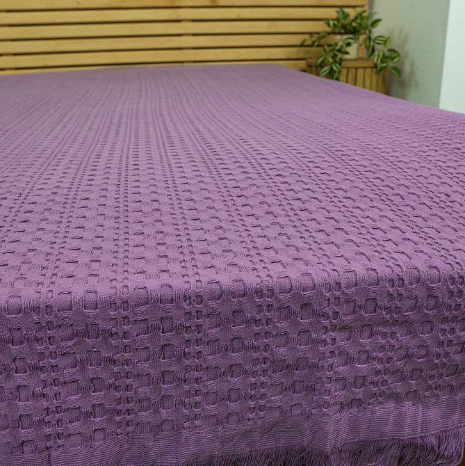 Простирадло-покривало вафельне жакардове преміум якості YouStar 200х240см 320г/м2 (Фіолетовий) Суми - фото 7
