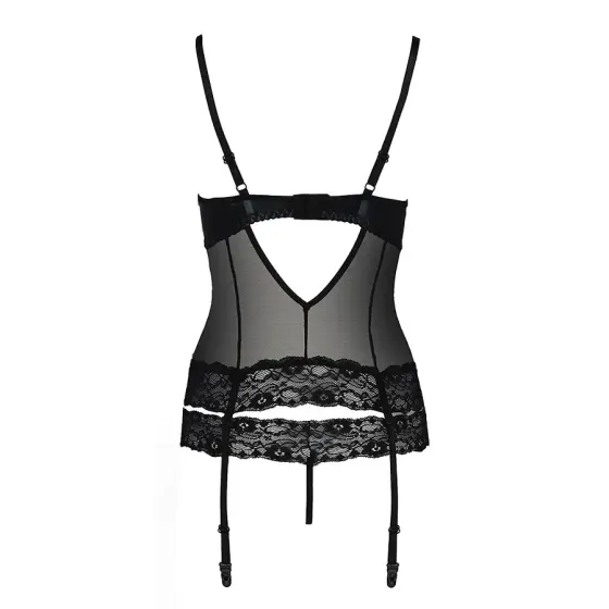 Корсет з відкритими грудьми Passion Exclusive NORTH CORSET XXL/XXXL, black, пажі, трусики, шнурівка Львов