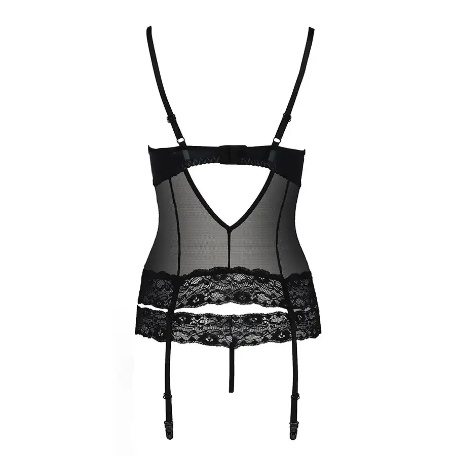 Корсет з відкритими грудьми Passion Exclusive NORTH CORSET XXL/XXXL, black, пажі, трусики, шнурівка Львов - изображение 6