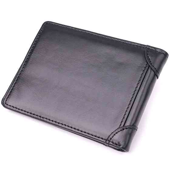 Небольшой мужской бумажник без застежки из натуральной кожи Vintage sale_15097 Черный Киев