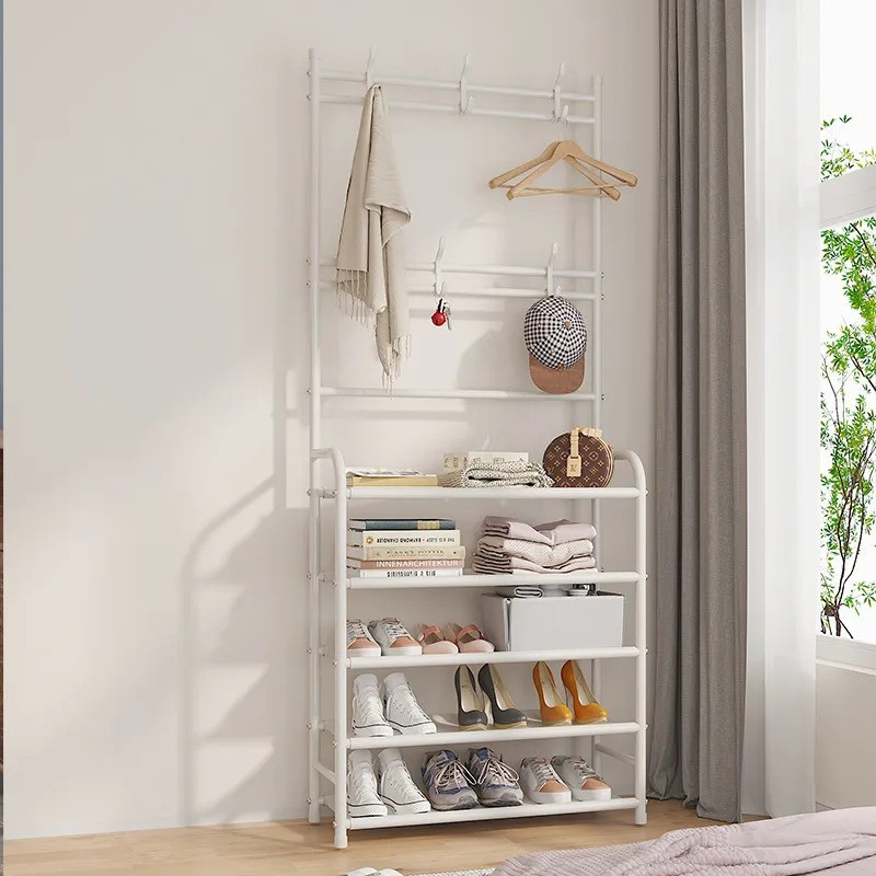 Поличка з вішаком для передпокою 25х60х150, Органайзер для взуття та одягу з 4 полицями, Білого кольору Кам'янець-Подільський - фото 4