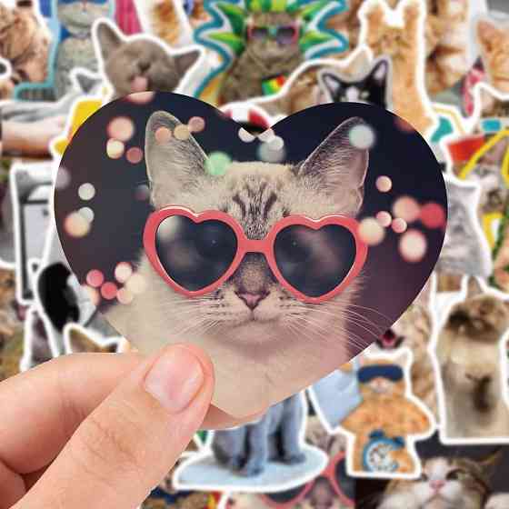 Стикеры с котами. Водонепроницаемые виниловые эстетические наклейки, набор 65 штук. Киев