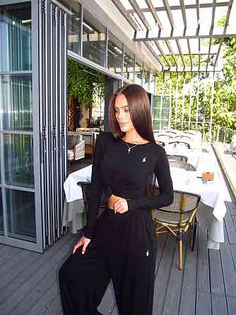 Жіночий базовий прогулянковий костюм-двійка: лонг і штани віскоза Чорний, 40/42 Одеса