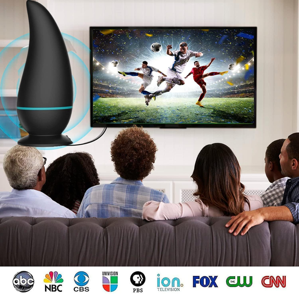 Кімнатна цифрова HD-антена для Smart TV ITBAZ з підсилювачем сигналу 600 миль — ТБ-антена з підтримкою 4K 1080P, Чорна Київ - фото 9