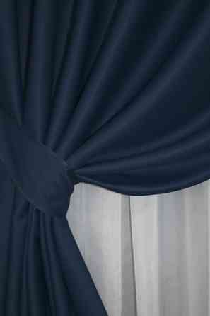 Комплект штор на люверсах VR-Textil Midnight № 1164ш Темно-синій 150х250 см 2 шт (37-0011) Київ