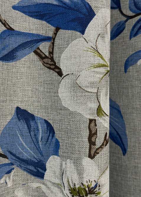 Комплект готових штор VR-Textil Льон з квітковим принтом "Прованс" № 1725ш Світло-сірий з синім 100х270 см 2 шт (31-827) Київ - фото 5