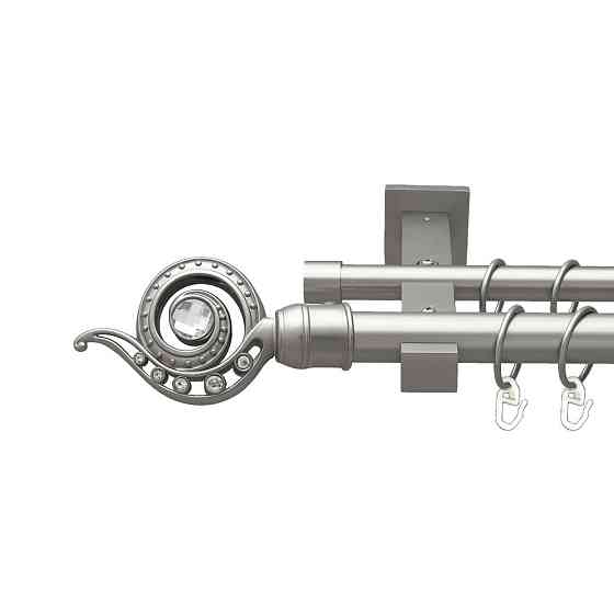 Карниз Orvit Око Дракона металевий дворядний техно гладка труба кільце металеве Сатин 25\19 мм 200 см (00-00026418) Львів