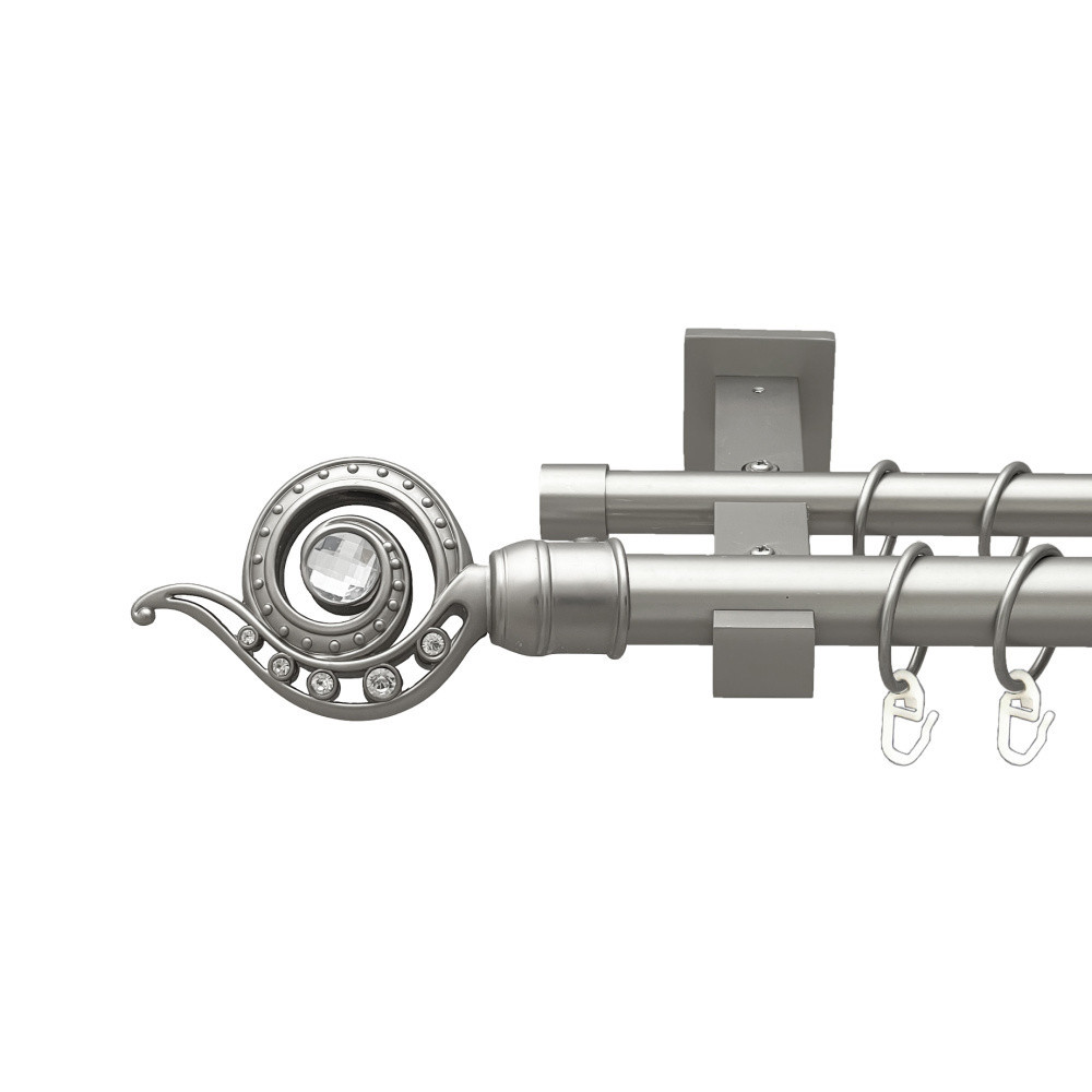 Карниз Orvit Око Дракона металевий дворядний техно гладка труба кільце металеве Сатин 25\19 мм 200 см Львов - изображение 1