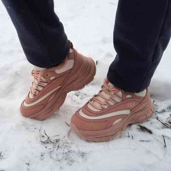 -Женський зимовий Рожевий Кросівки з МЕХОМ на Високому Підошві Мокасини (розміри: 37,38,39) — 11-3 Дніпро