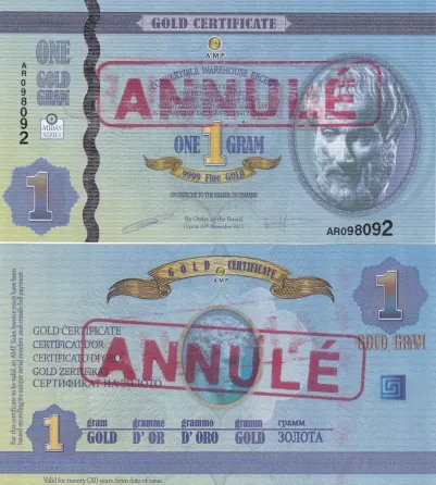 Кіпр AMP — 1 грам золотого сертифіката Annule 2011 — UNC Полтава