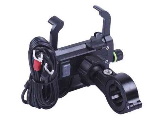 Держатель телефона M6S алюминий черный, с беспроводной зарядкой, с креплением на руль, Kewiq Мукачево