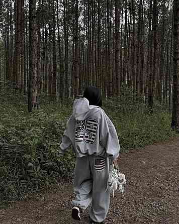 Жіночий теплий оверсайз костюм двійка з накатом трьохнитка на флісі Одеса