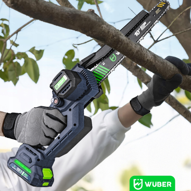 Акумуляторна пила ланцюгова + 2 акумулятори 2А·год 20В + 2 шини Wuber (Польща) Київ - фото 8