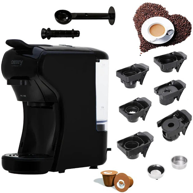 Капсульна кофемашина Camry CR 4414 3000Вт рожкова для меленої кави та 5 адаптерів для капсул Black CO-90 Івано-Франківськ - фото 1