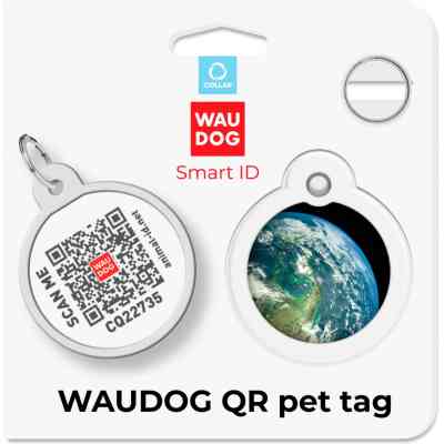 Адресник для животных WAUDOG Smart ID с QR паспортом "Земля", круг 25 мм (225-4029) Винница