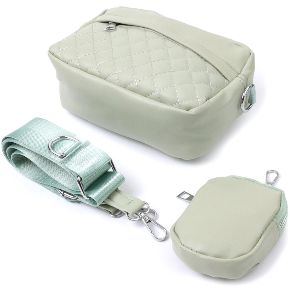 Стильная женская сумка кросс-боди с монетницей из экокожи Vintage 22797 Фисташковый Киев - изображение 5