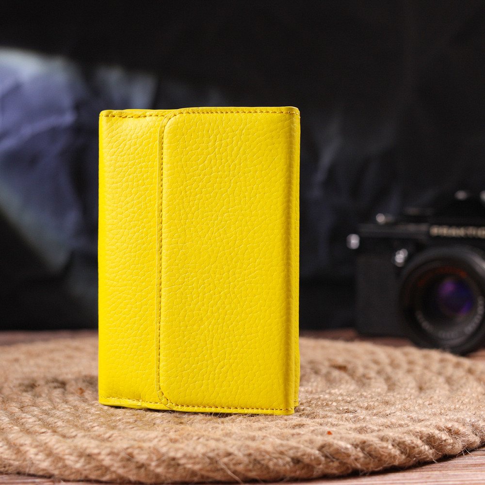 Молодежный яркий кошелек из натуральной кожи флотар CANPELLINI 21597 Лимонный Киев - изображение 10