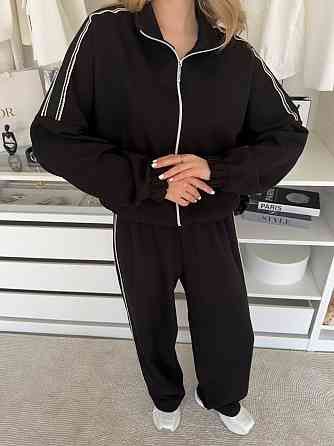 Жіночий стильний повсякденний костюм із тканини Lacoste Double Face Чорний Одеса