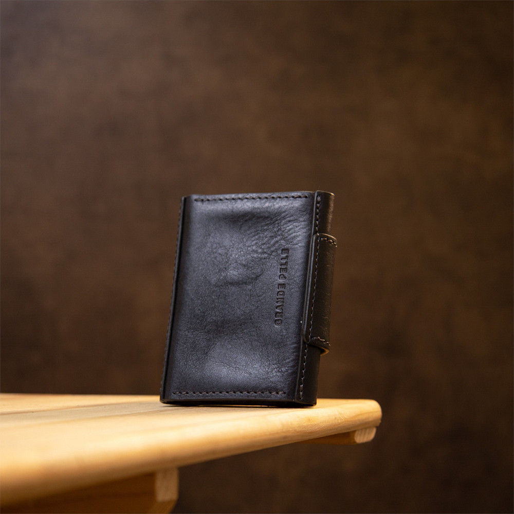 Кожаная визитница унисекс GRANDE PELLE 11338 Темно-синий Киев - изображение 8