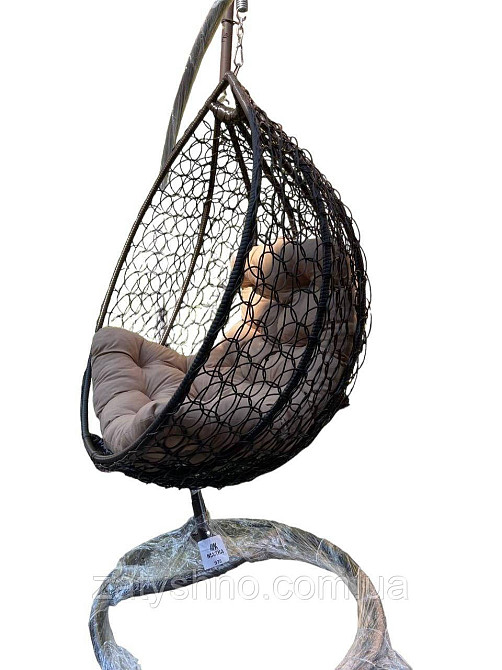 Підвісне крісло з ротанга Кокон з подушкою Київ - фото 3