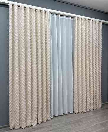 Комплект штор VR-Textil Лен Букле № 1806ш Айвори 200х295 см 2 шт (32-124) Киев
