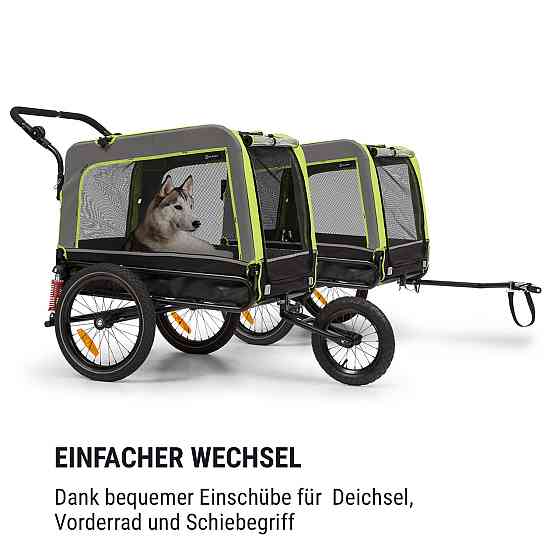 Причіп для перевезення собак Husky Vario 2-в-1 Багі для собак приблизно 240 л 600D Оксфорд зелений Рівне