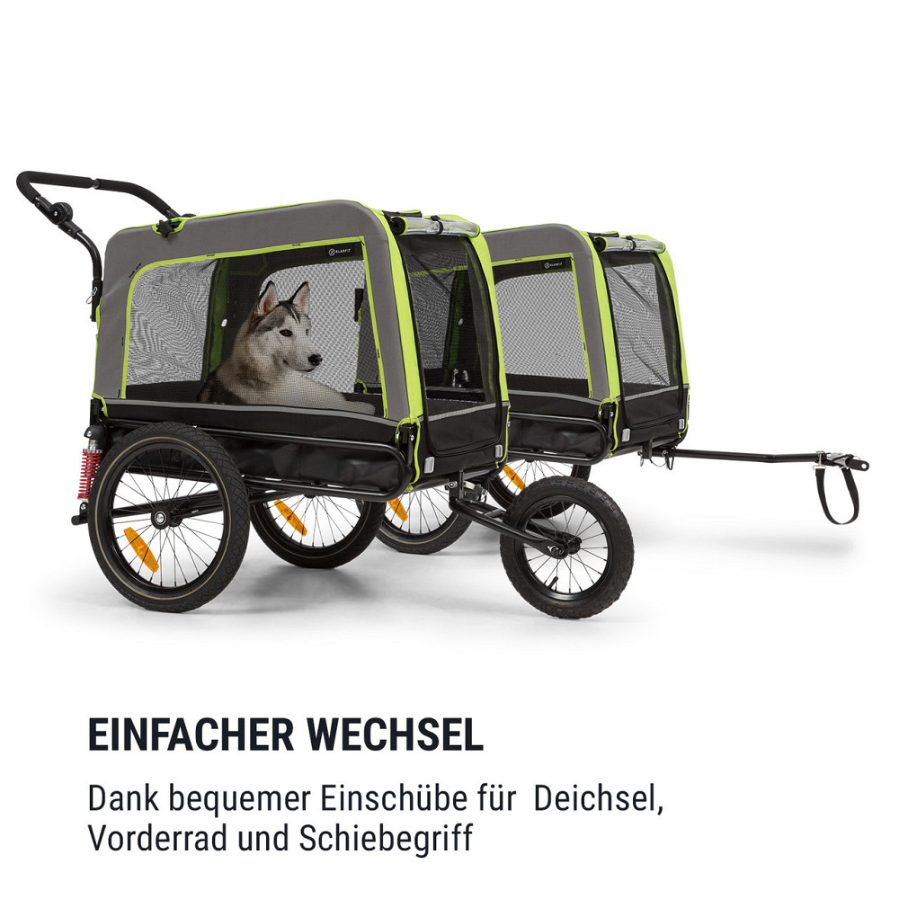Прицеп для перевозки собак Husky Vario 2-в-1 Багги для собак около 240 л 600D Оксфорд зеленый зеленый Ровно - изображение 3