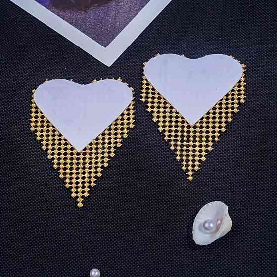 Наклейки на груди сердечка 6 на 8 см золотистий Київ