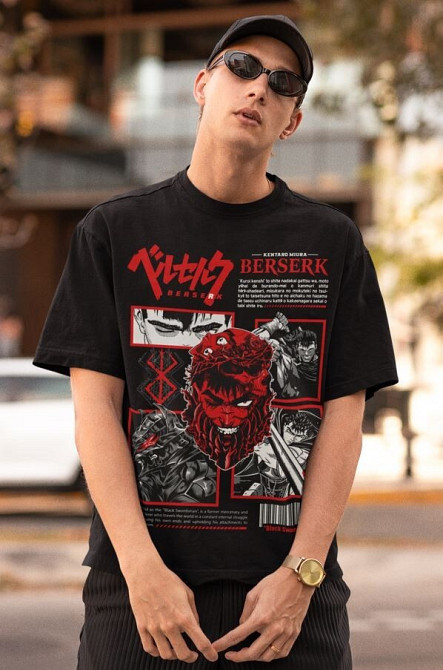 Футболка аниме Берсерк Гутс Скулл Книгхт оверсайз (S/M/L) Черний AnimeJ1090 Днепр - изображение 4