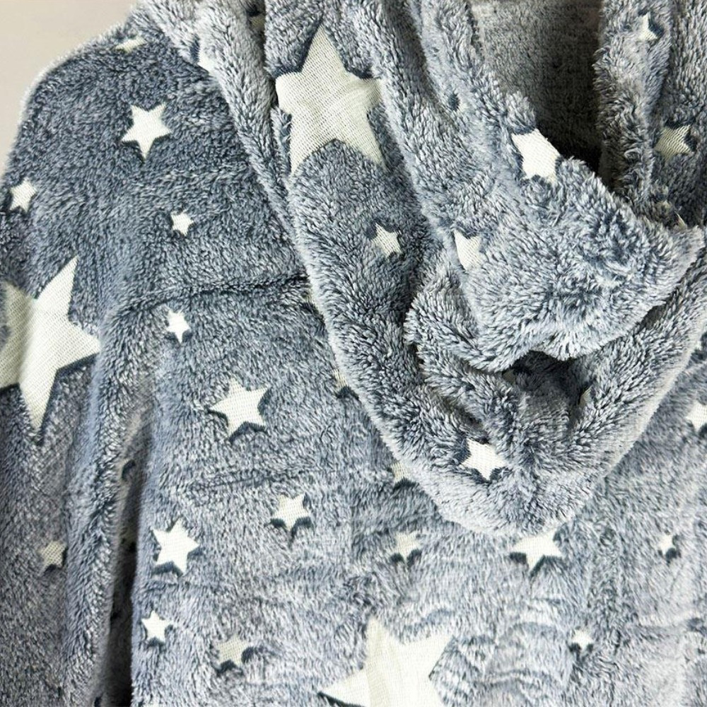 Толстовка плед з капюшоном, що світиться вночі, Stars Dream Зірки, Сірий / Теплий флісовий худі з зірками Київ - фото 5
