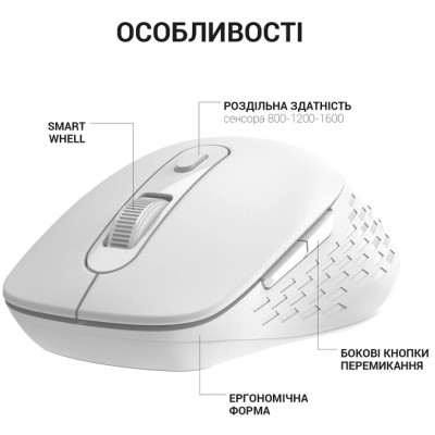 Мышка OfficePro M230W Silent Click Wireless/Bluetooth White (M230W) Винница - изображение 12
