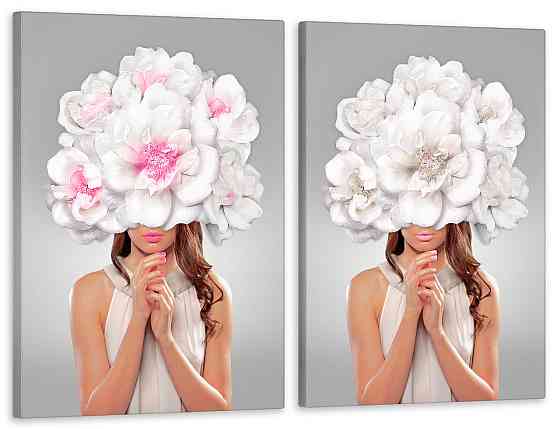 Модульная картина в гостиную / спальню   Дівчина в ніжних  квітах  TLV-2_061 90x132 см Київ