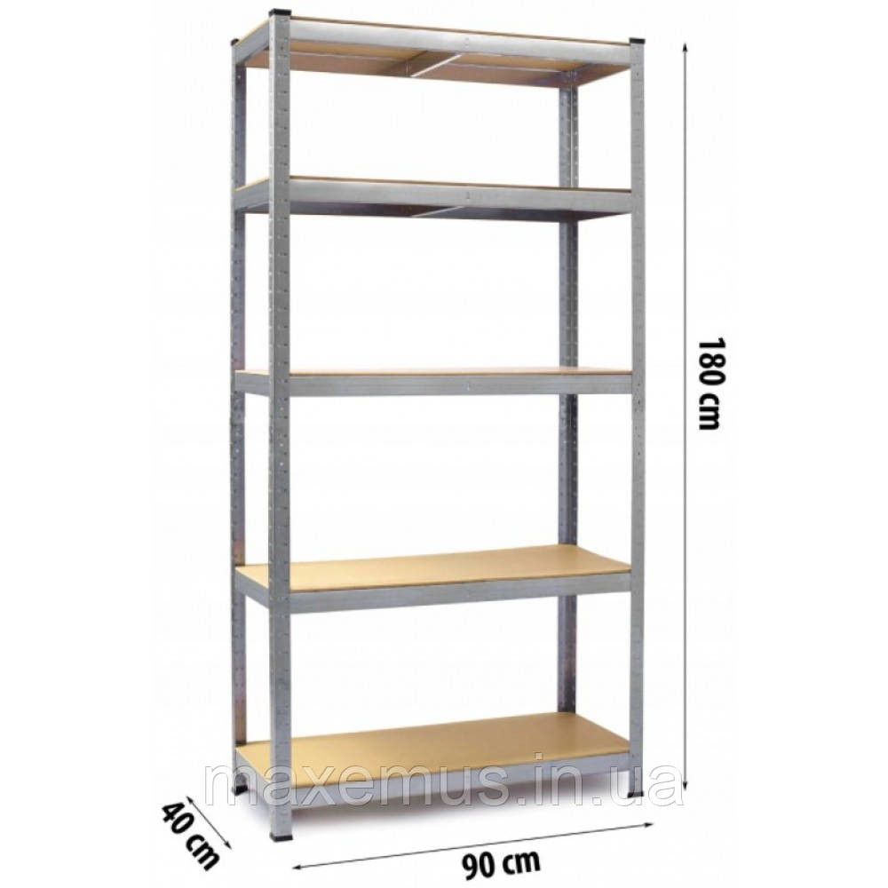 Стелаж металевий поличковий 180х90х40 Металевий стелаж у підвал оцинкований з полицею МДФ білий Мостиська - фото 4